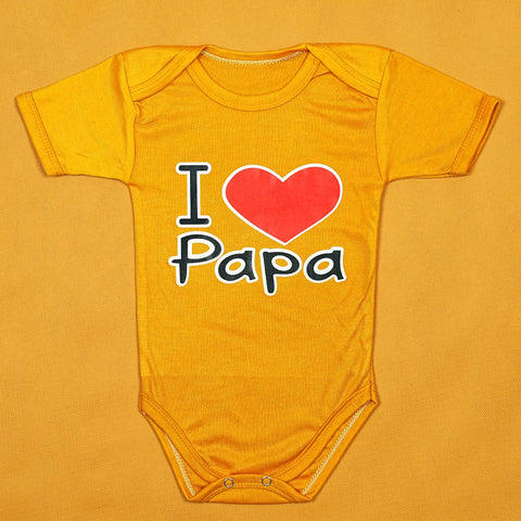 "I ❤️ Papa" Baby Onesie - Soft Cotton Romper in Mustard Yellow for Newborn Boys & Girls | Babypro.pk