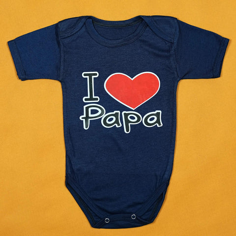 "I ❤️ Papa" Baby Onesie - Soft Cotton Bodysuit in Navy Blue for Newborns | Babypro.pk