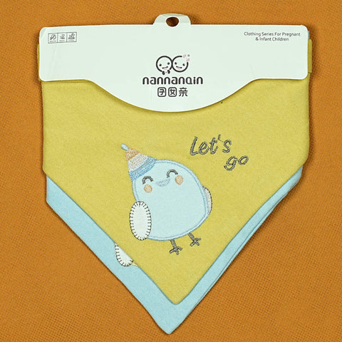 Nannangin 2-Pack Baby Bibs - Soft & Absorbent Cotton Bibs for Infants & Toddlers (Yellow & Blue)