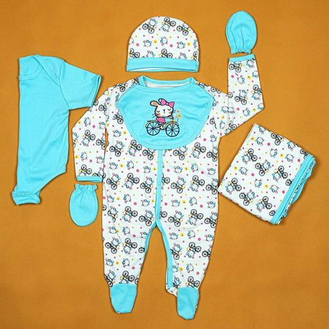 Hello Kitty Baby Gift Set (7 Pcs) - Soft Cotton Essentials for Newborn Boys & Girls (0-3 Months) | Adorable Sleepsuit, Bodysuit, Bib, Mittens, Booties, Hat & Wrap | Perfect Baby Shower Gift in Pakistan