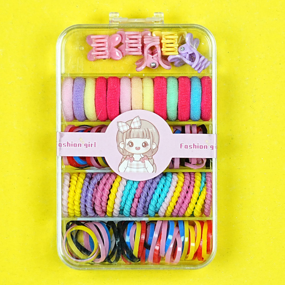 Baby Girl Hair Accessories Set - "Fashionista Fun" Collection - Hair Ties and Clips with Case