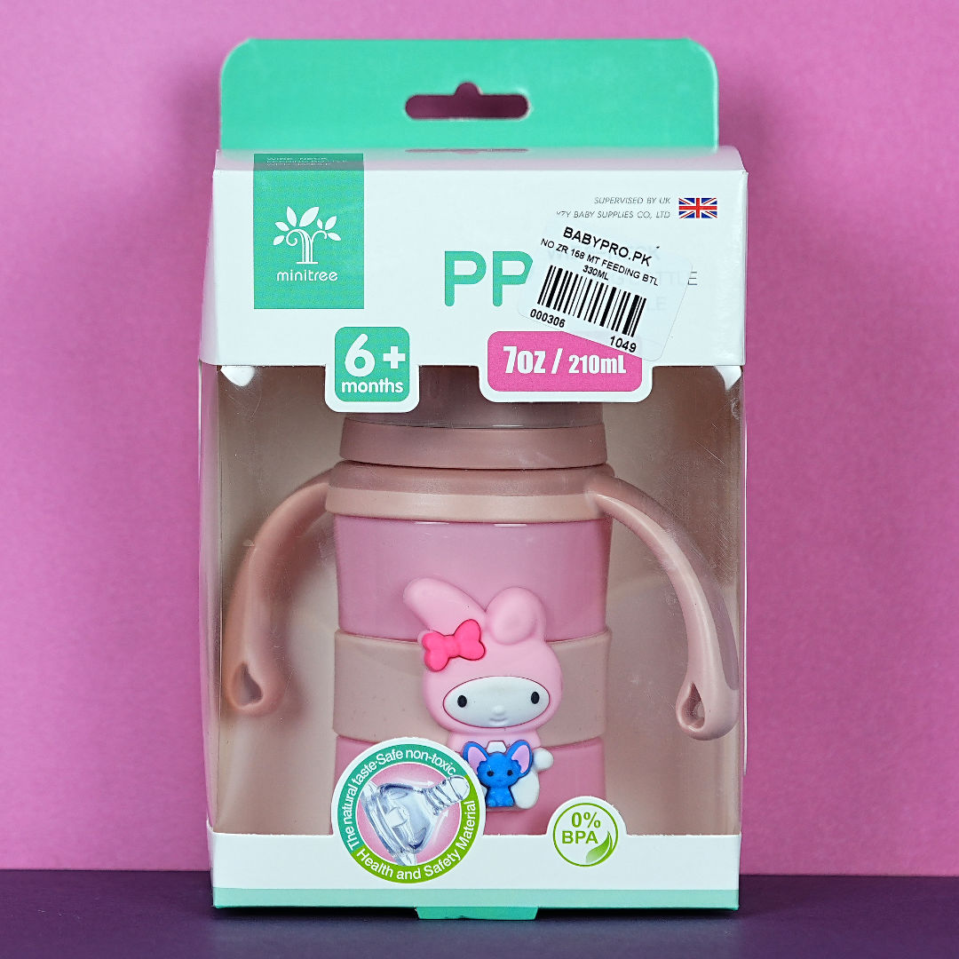 BabyPro Wide Neck PP Feeding Bottle, 210ml, Anti-Colic, BPA Free, 6+ Months, Bunny Design, Pakistan