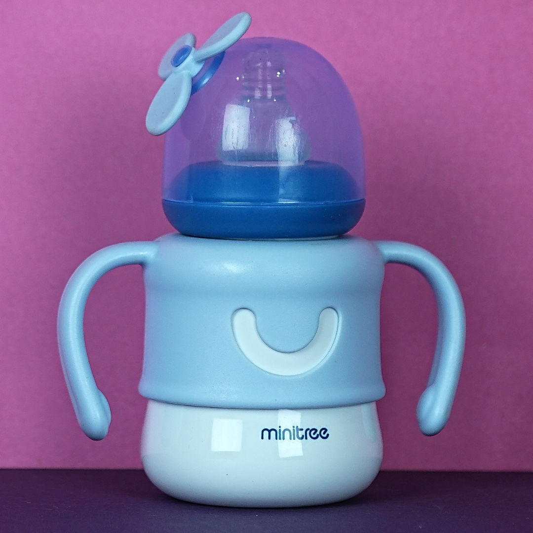 Minitree Regular-Neck Baby Bottle with Handle, 150ml, BPA Free, 3+ Months, Pakistan