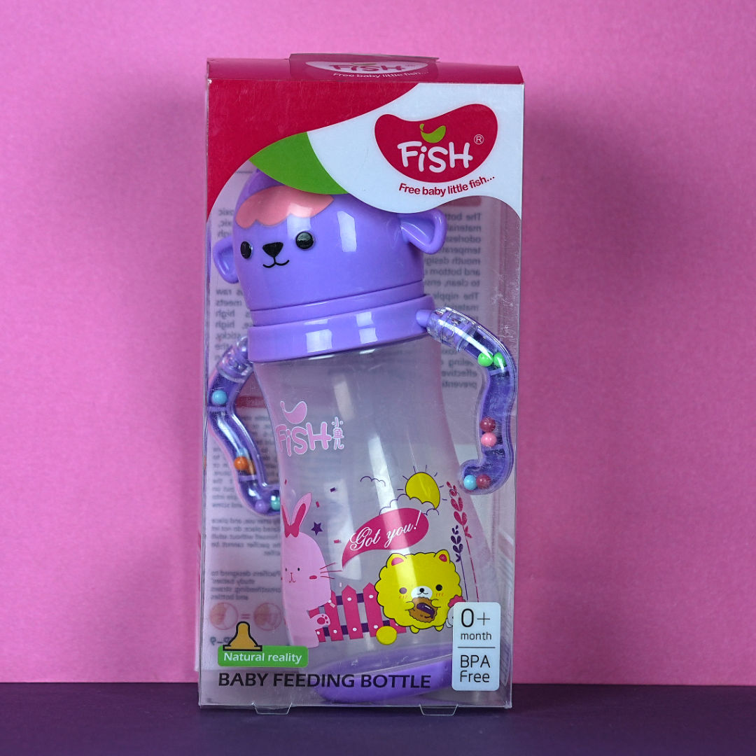 Fish Plastic Baby Bottle, 350ml, Anti-Colic, BPA Free, 6+ Months, Alien Design, Pakistan