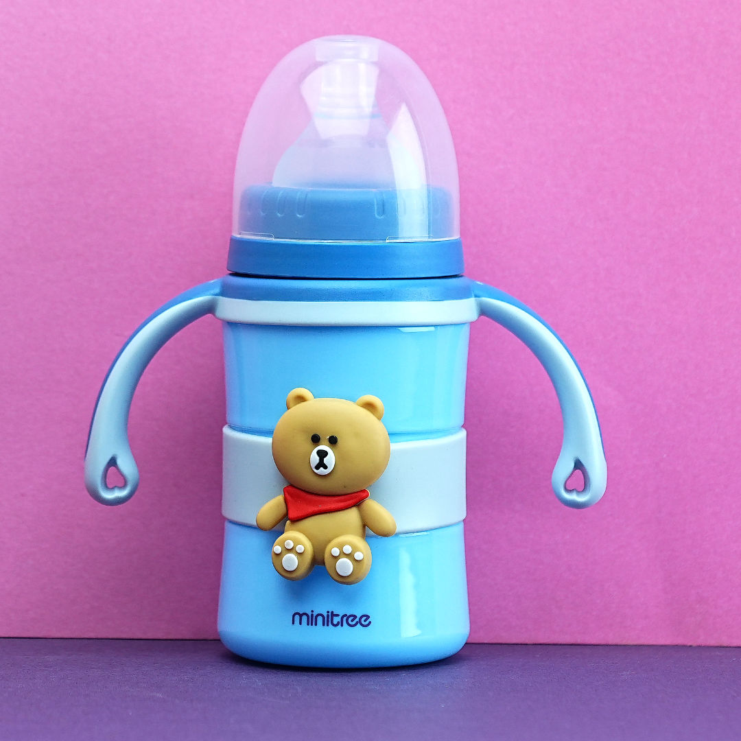 minitree Plastic Baby Bottle, 210ml, Anti-Colic, BPA Free, 6+ Months, Bear Design,Pakistan