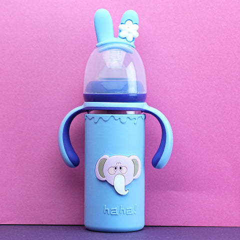 Glass Baby Bottle with Silicone Sleeve, 240ml, Anti-Colic, BPA Free, Pakistan +6M