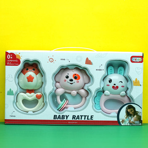 Stimulating Baby Rattle Toys: Dog, Rabbit & Frog – BabyPro.pk