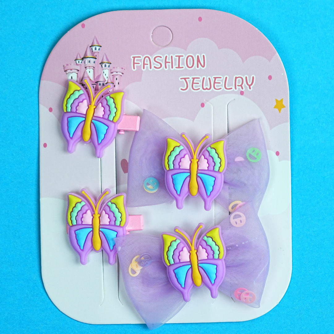 4-Piece Fashion Jewelry Set for Little Girls: Colorful Butterfly Hair Accessories – BabyPro.pk