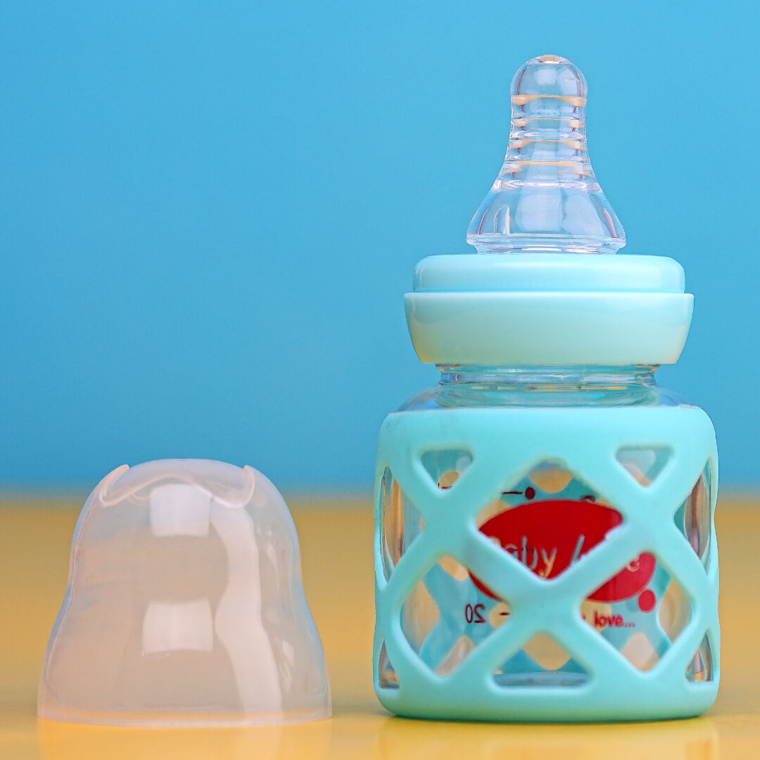 Siybao 60ml Glass Baby Bottle with Silicone Sleeve – Safe & Easy Feeding for Newborns & Infants