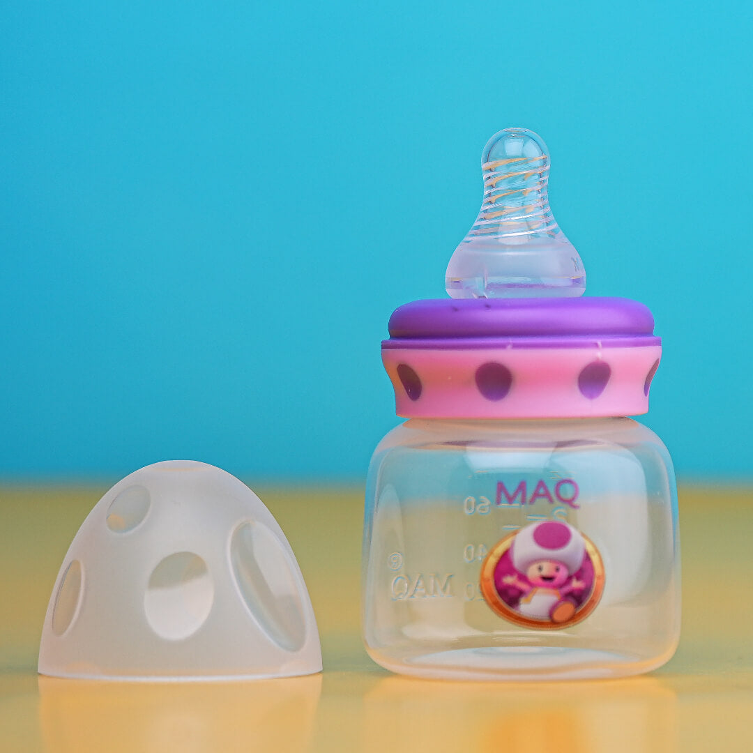 MAQ 60ml (2oz) Mini Feeding Bottle: Anti-Colic, Leak-Proof, & Fun for Little Tummies!