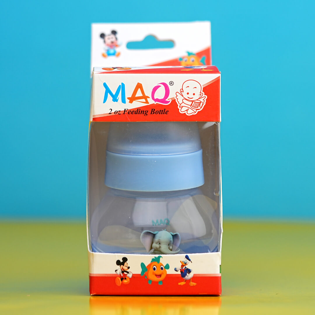 MAQ 60ml (2oz) Baby Feeding Bottle | Anti-Colic, Leak-Proof, Elephant Design | BPA Free | Made in Pakistan