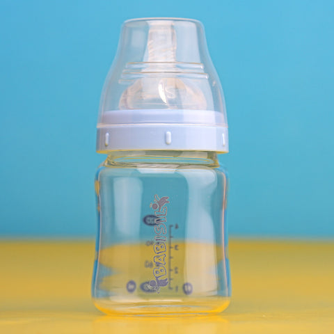 Babisil Elegant 4oz (120ml) Glass Baby Bottle | Wide Neck, Anti-Colic, BPA-Free | Safe for Newborns | Pakistan