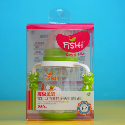 FISH 250ml Baby Bottle with Froggy Handles | Leak-Proof, BPA-Free, Wide Neck | Best Price in Pakistan