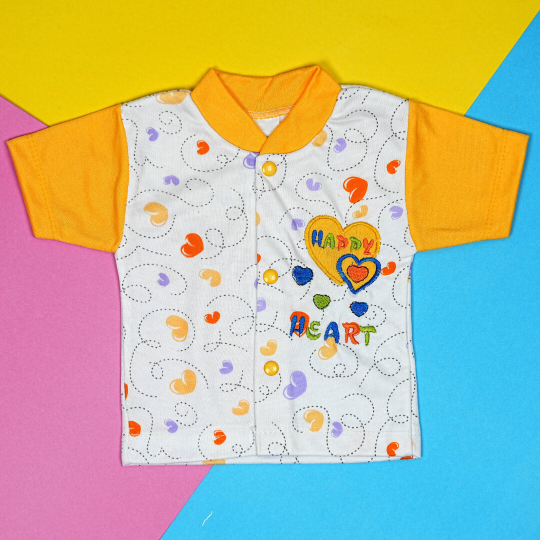 Babypro.pk: Adorable "Happy Heart" Newborn Boy Suit Set (Shirt, Shorts, & Cap) - Soft Cotton (0-3 Months)