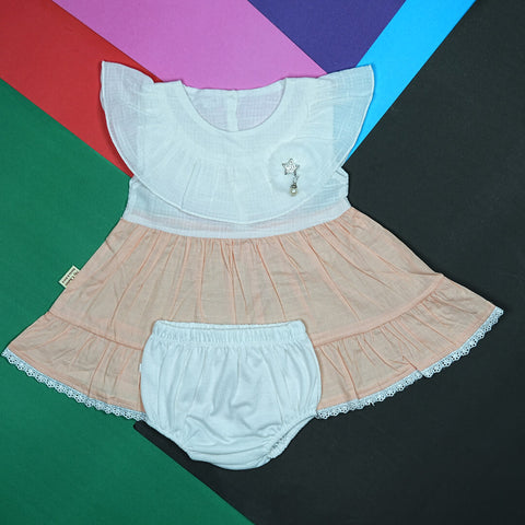 Babypro.pk: Adorable "Kitty Cat" Baby Girl Frock with Diaper Cover - Soft Cotton