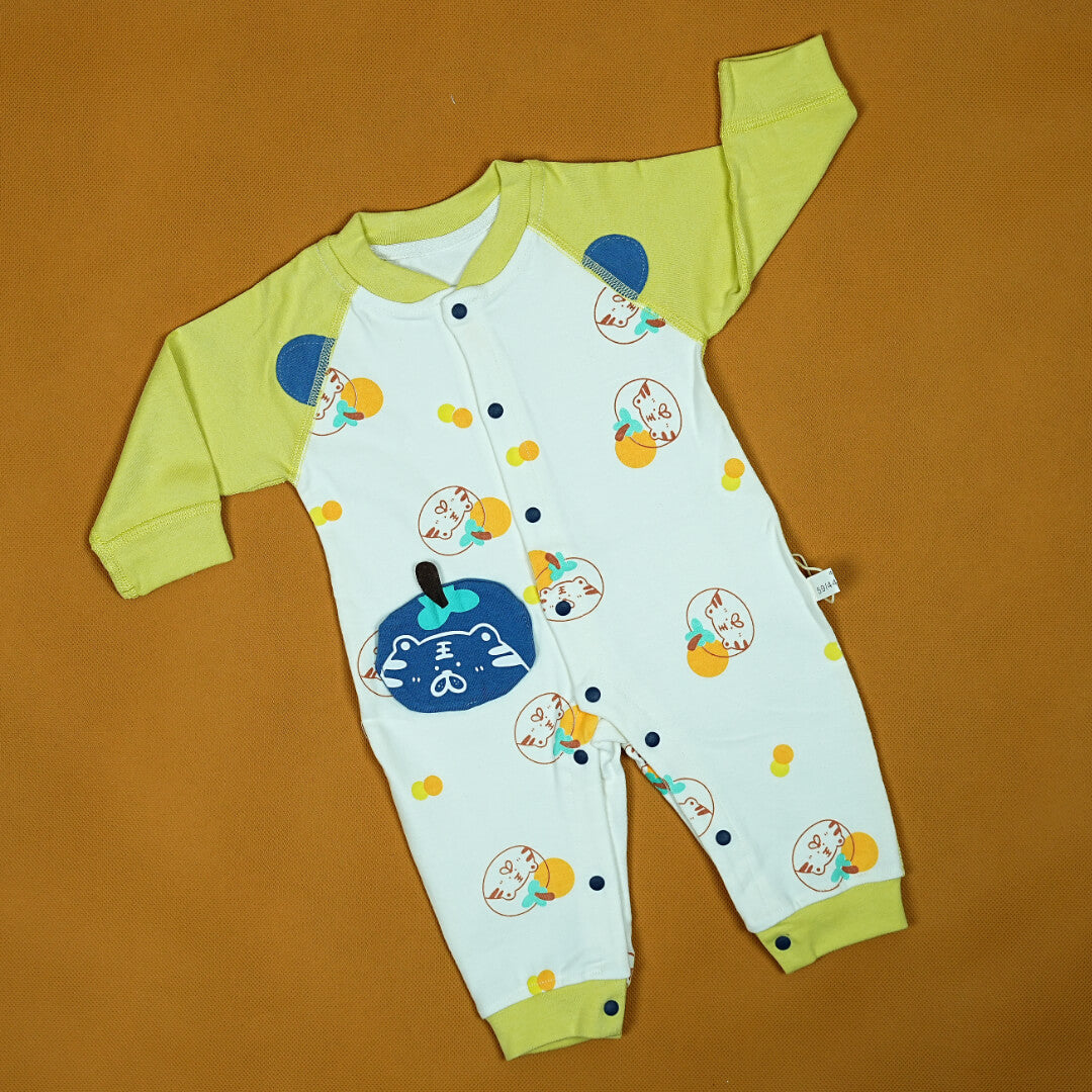 Imported Lemon & Tiger Cub Onesie | Premium Cotton | Playful Print | Newborn to 6 Months