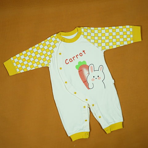 Imported "Carrot" Bunny Onesie | Premium Cotton | Yellow & White | Newborn to 6 Months