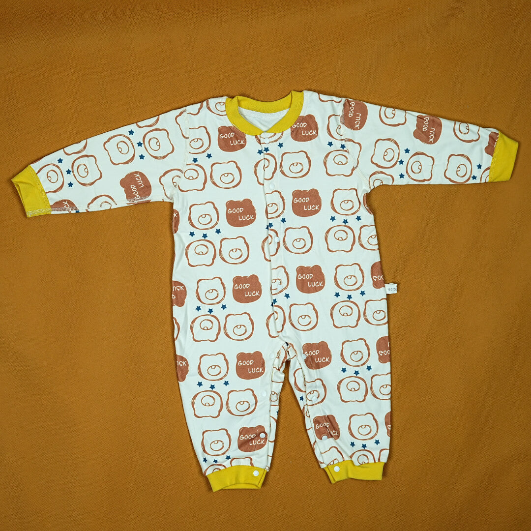 Imported "Good Luck Bear" Onesie | Premium Cotton | Playful Print | Newborn to 6 Months