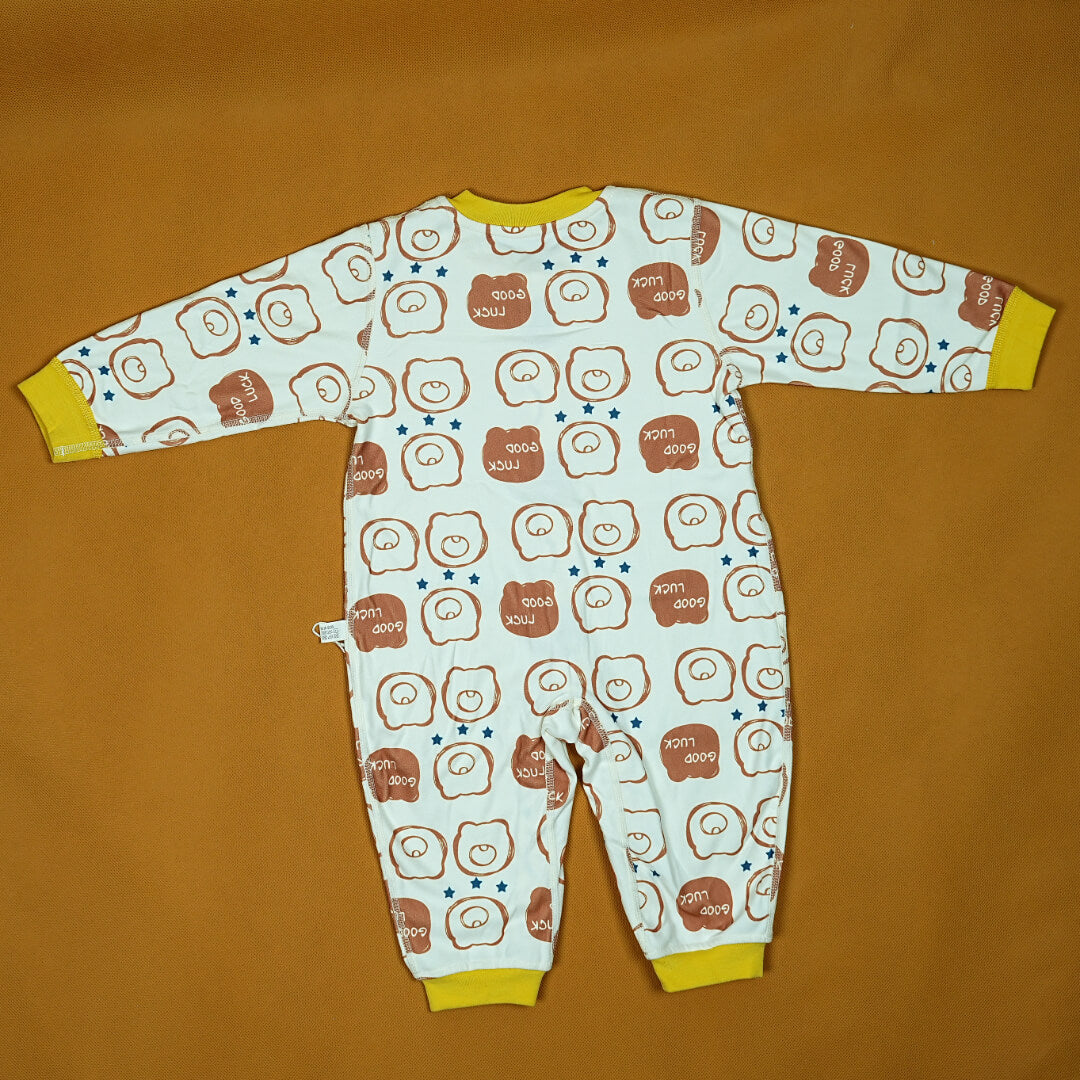 Imported "Good Luck Bear" Onesie | Premium Cotton | Playful Print | Newborn to 6 Months