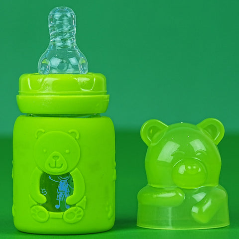 Cuddly Bear Baby Bottle | 60ml Glass with Silicone Sleeve | Easy Grip for Tiny Hands | Newborn+