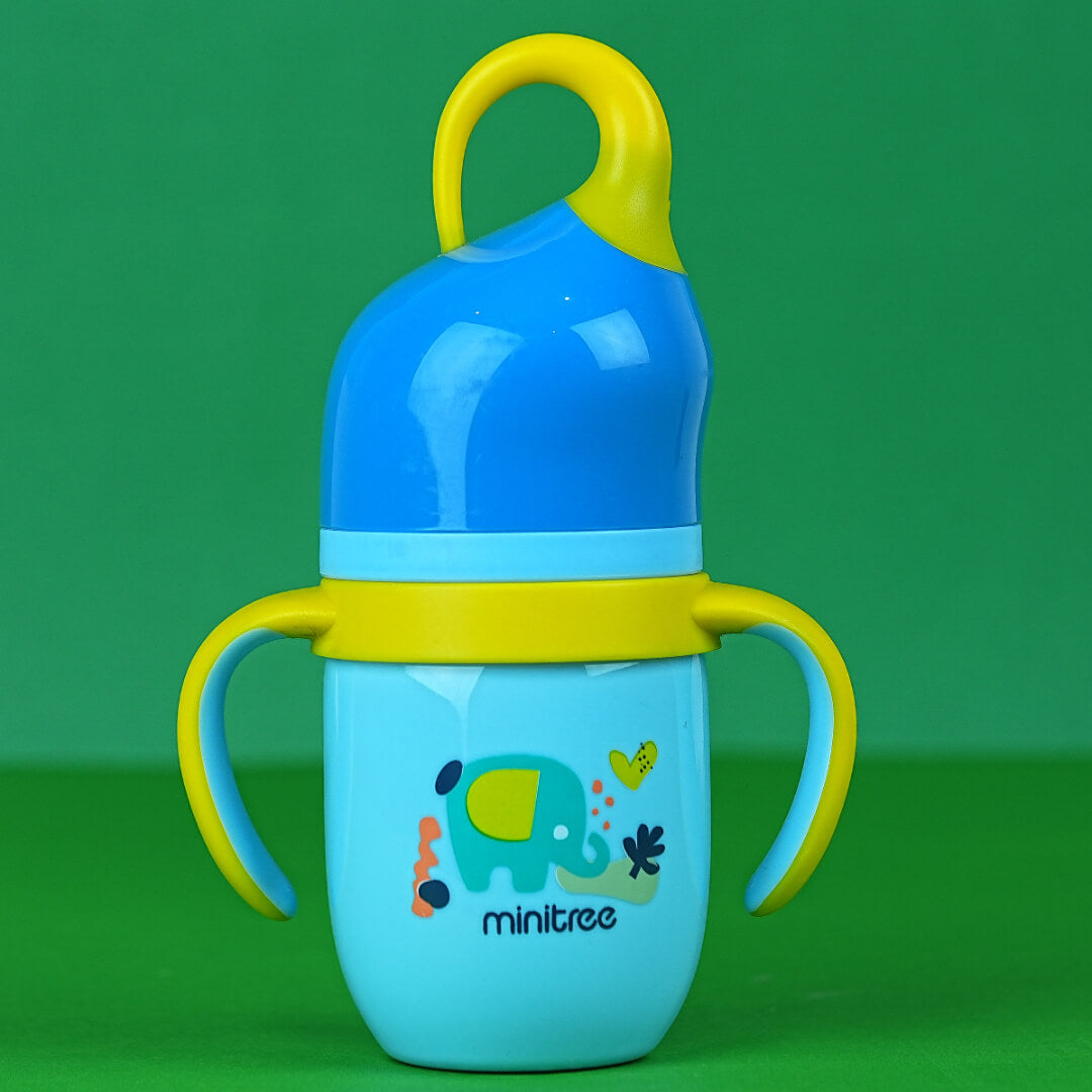 Elephant Baby Bottle | 240ml BPA-Free | Soft Silicone Nipple | Easy-Grip Handles | 3+ Month