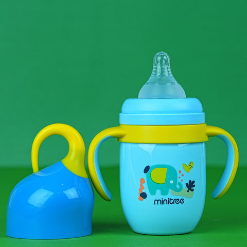 Elephant Baby Bottle | 240ml BPA-Free | Soft Silicone Nipple | Easy-Grip Handles | 3+ Month