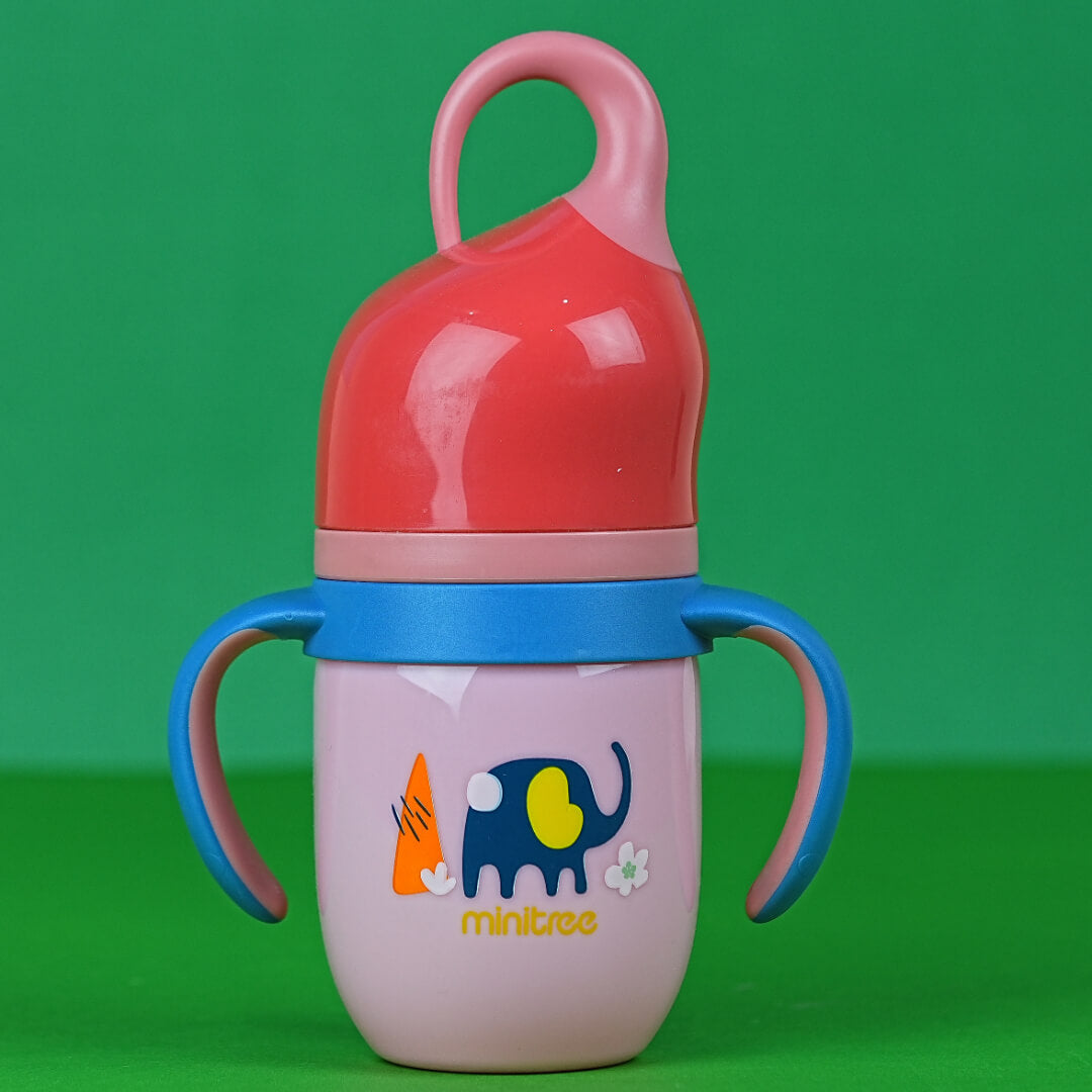 Elephant Baby Bottle | 240ml BPA-Free | Soft Silicone Nipple | Easy-Grip Handles | 3+ Month