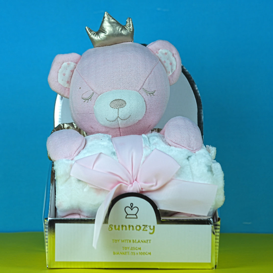 Sunnozy Princess Teddy Bear & Blanket Set – Soft & Snuggly Comfort for Babies in Pakistan (Babypro.pk Exclusive)