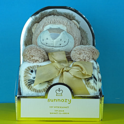 Sunnozy Lion Cub Cuddle Set – Plush Toy & Blanket for Baby's Comfort in Pakistan (Babypro.pk Exclusive)