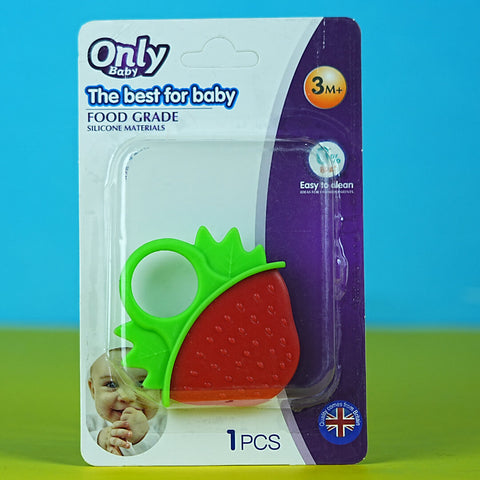 Only Baby Strawberry Teether – 100% Food Grade Silicone Teether for Soothing Gums (3+ Months, Babypro.pk Exclusive)