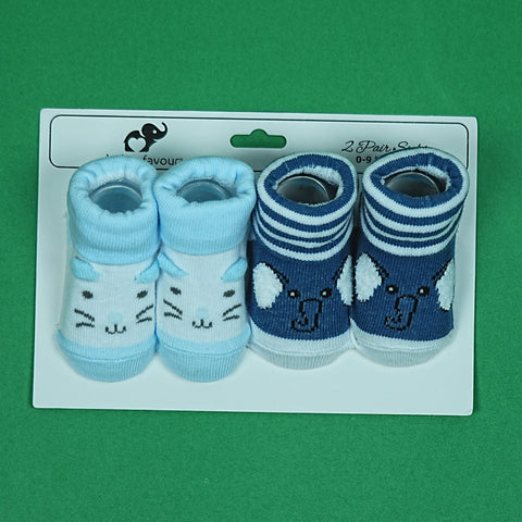 Bebe Favour Premium 2-Pair Baby Socks Set – Soft & Cozy Animal-Themed Socks for Girls (0-9 Months, Babypro.pk Exclusive)