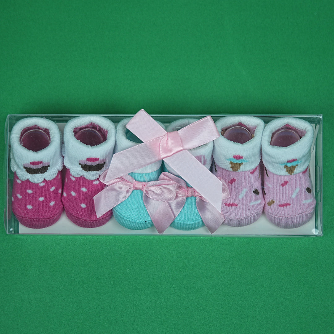 Cute Baby Booties Set (3 Pairs)