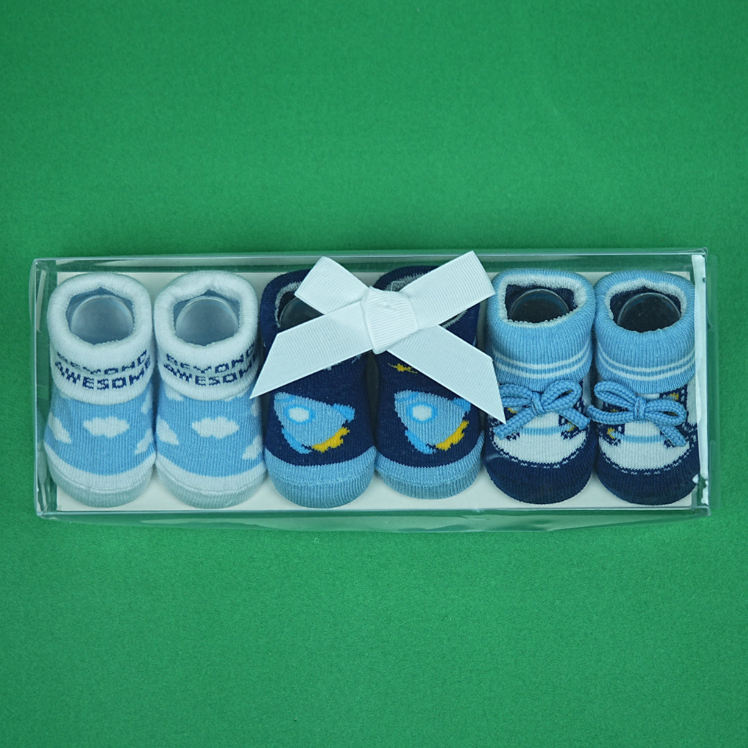 Adorable Baby Booties Set (3 Pairs)