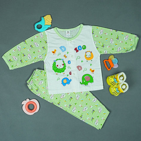 Adorable Baby Boy Outfit: Green Shirt and Pant with Animal Print