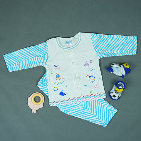 100% Cotton Baby Boy Shirt and Pant Set: Ship and Panda Design