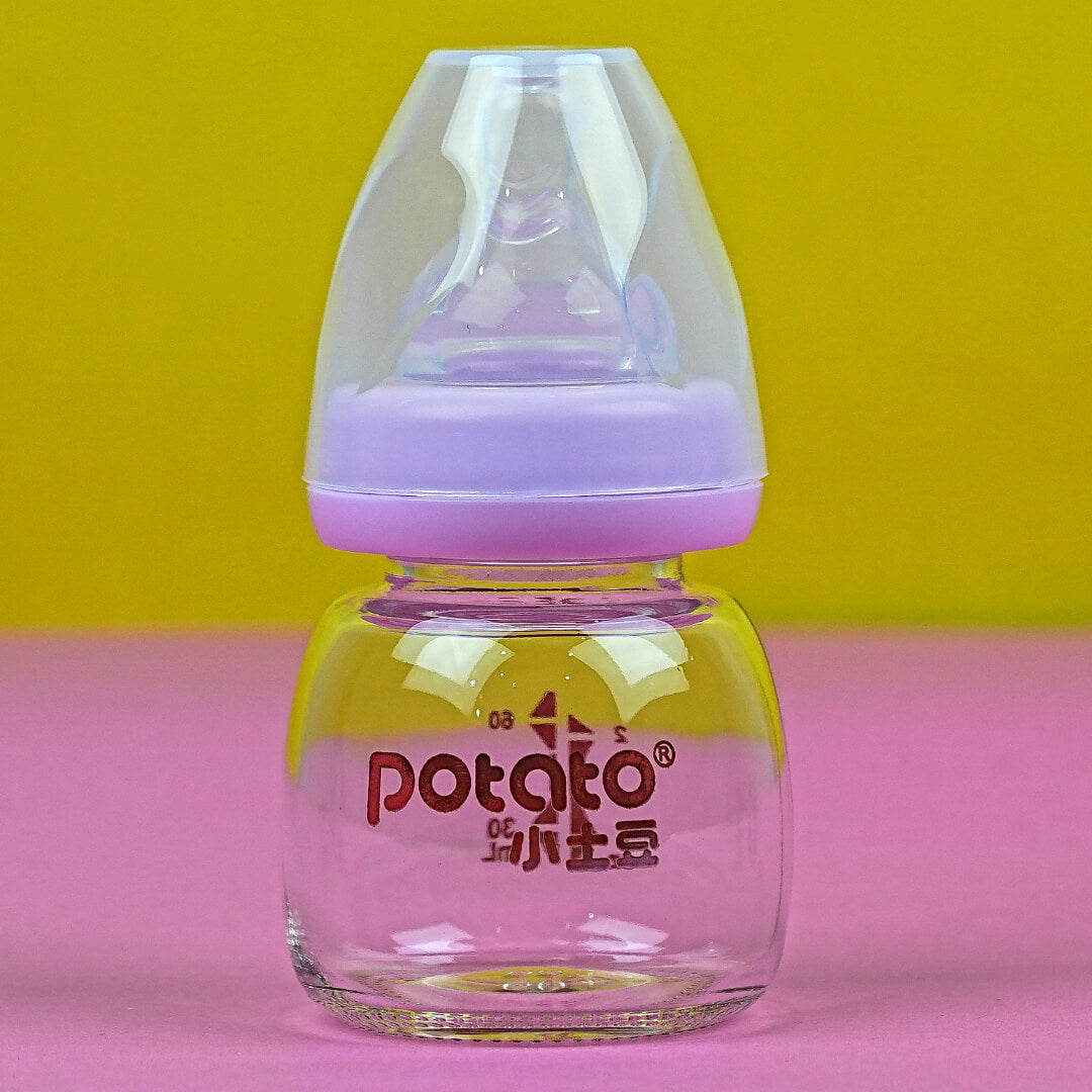 Potato Newborn Glass Baby Bottle 60ml | 0-3 Months | Anti-Colic | Borosilicate Glass | Made in China