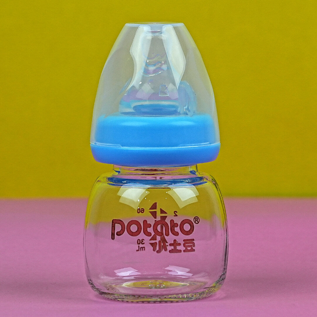 Potato Newborn Glass Baby Bottle 60ml | 0-3 Months | Anti-Colic | Borosilicate Glass | Made in China