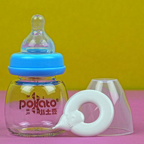 Potato Newborn Glass Baby Bottle 60ml | 0-3 Months | Anti-Colic | Borosilicate Glass | Made in China