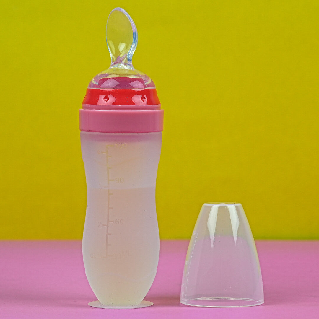 Bebedor Silicone Baby Bottle with Spoon | 120ml | 6m+ | BPA-Free | Leak-Proof | Easy Squeeze