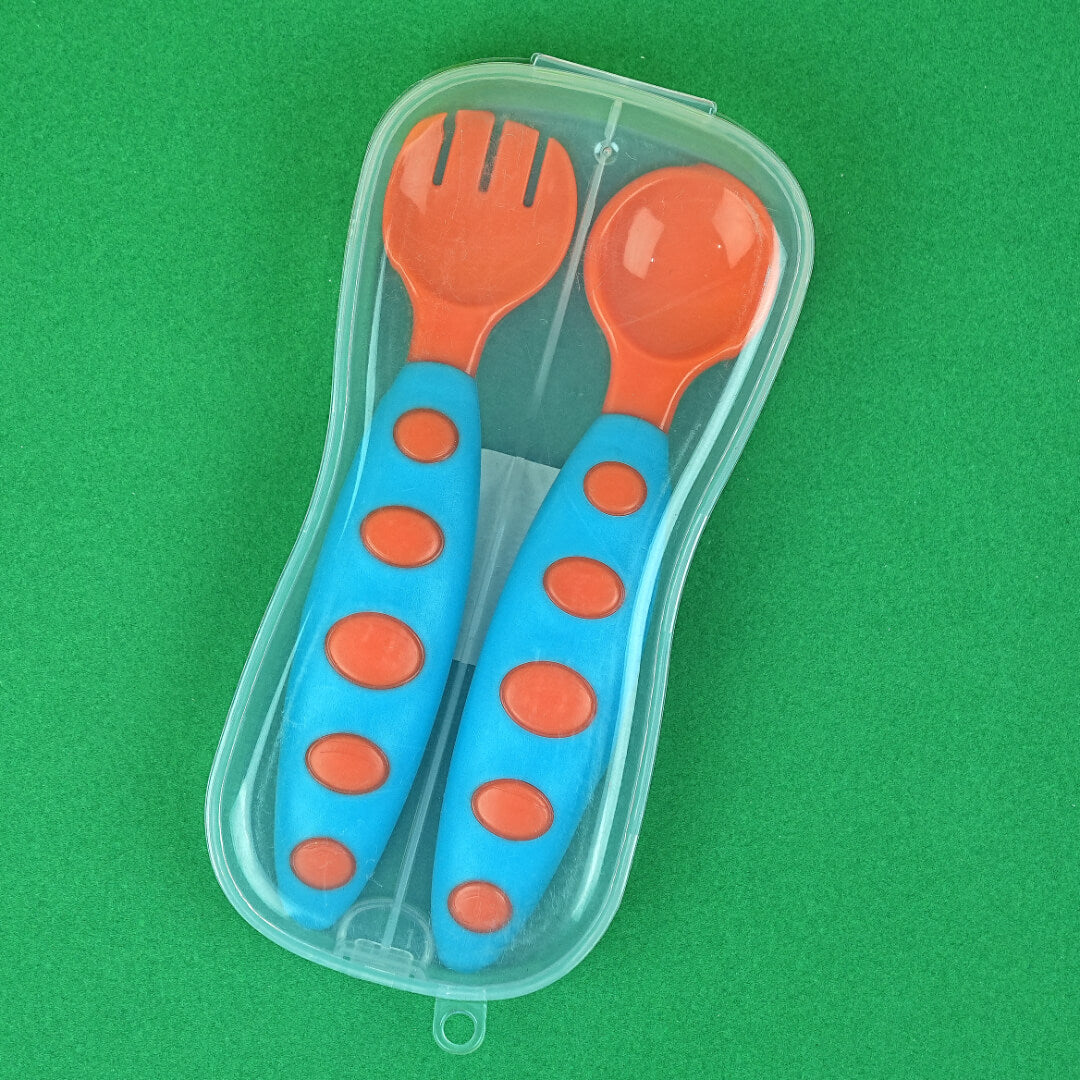 Baby Feeding Spoon and Fork Set with Travel Case | BPA-Free | Soft Tip | Easy Grip