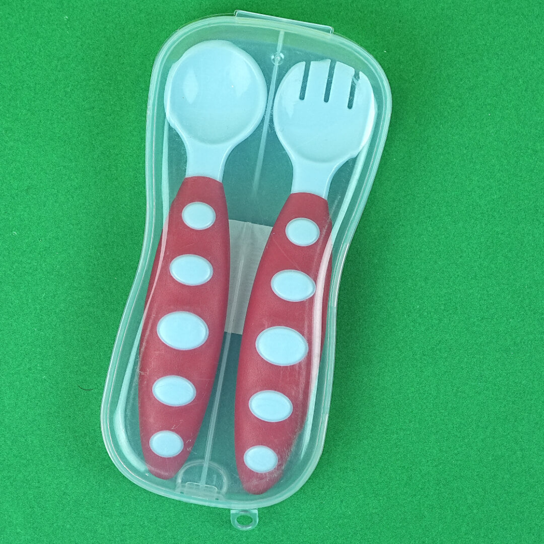 Baby Feeding Spoon and Fork Set with Travel Case | BPA-Free | Soft Tip | Easy Grip