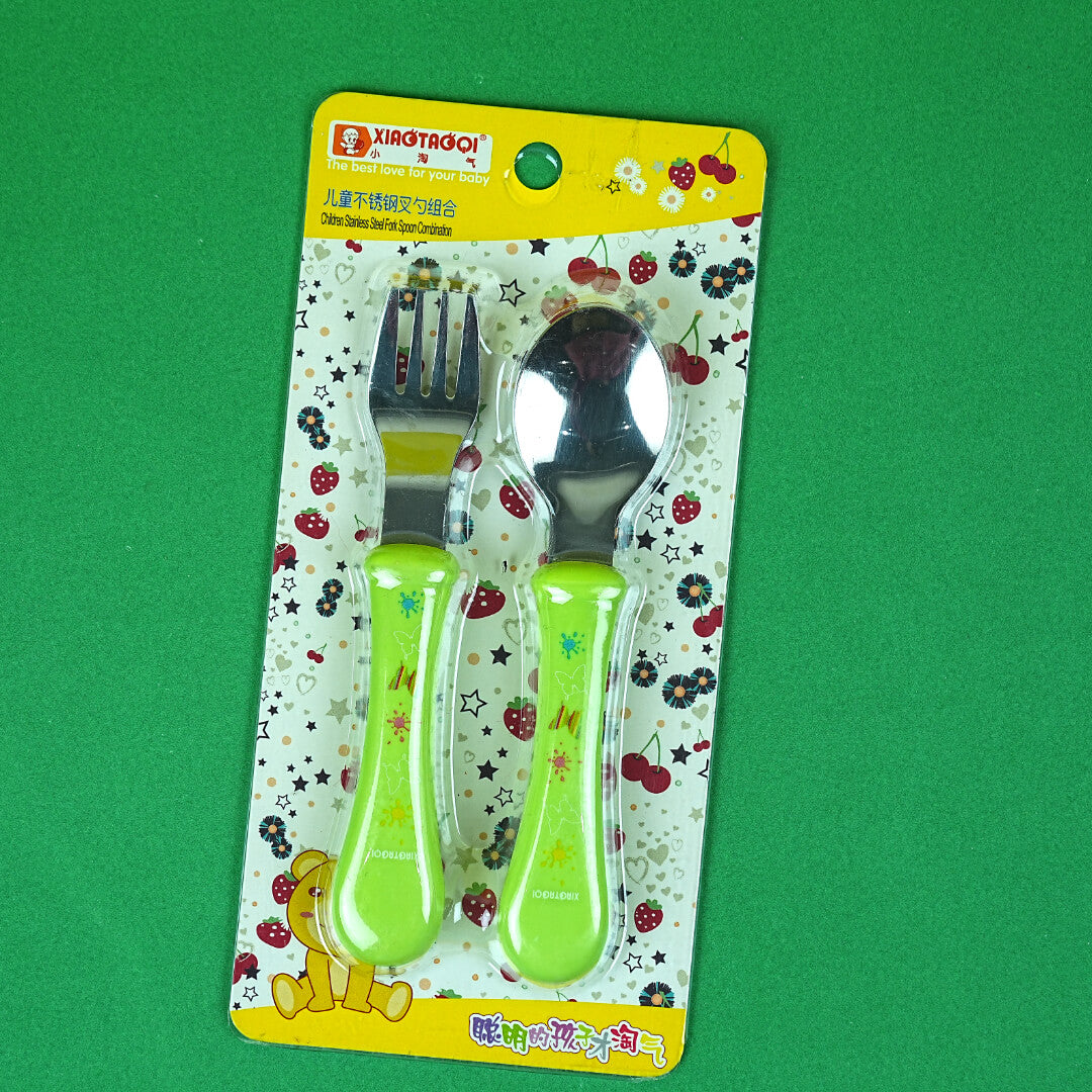 XIAOTAOQI Children's Stainless Steel Fork and Spoon Set | BPA-Free | Easy Grip Handles