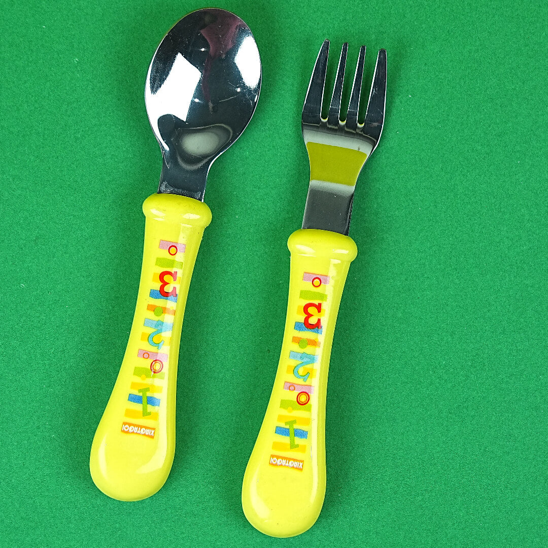 XIAOTAOQI Children's Stainless Steel Fork and Spoon Set | BPA-Free | Easy Grip Handles