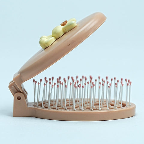 Adorable Folding Hairbrush & Mirror for Kids - Perfect for Little Ones!