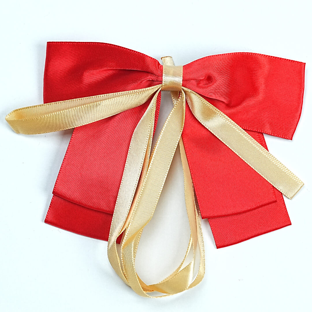 Elegant Red Bow Hair Clip with Tails
