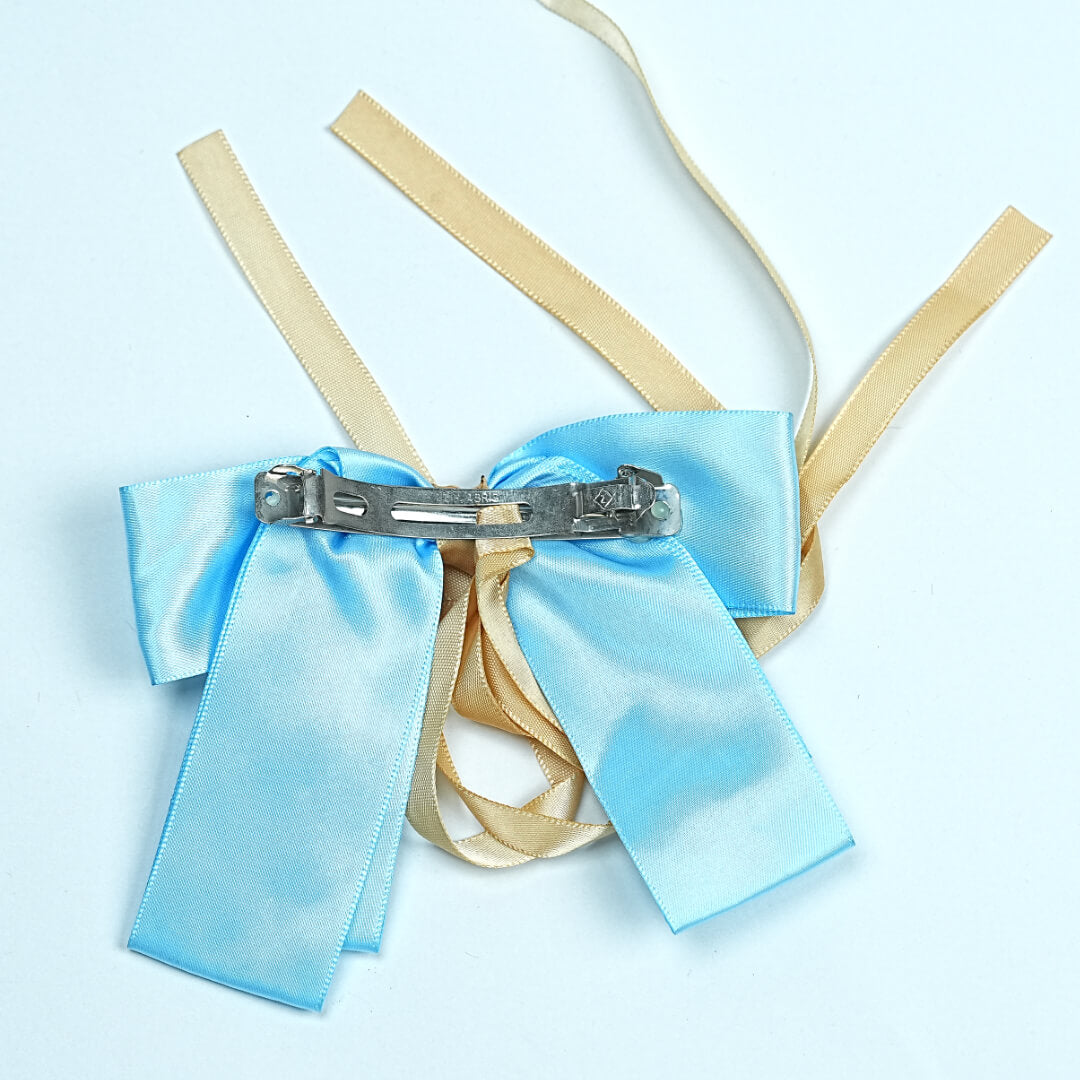 Elegant Sky Blue Bow Hair Clip with Tails