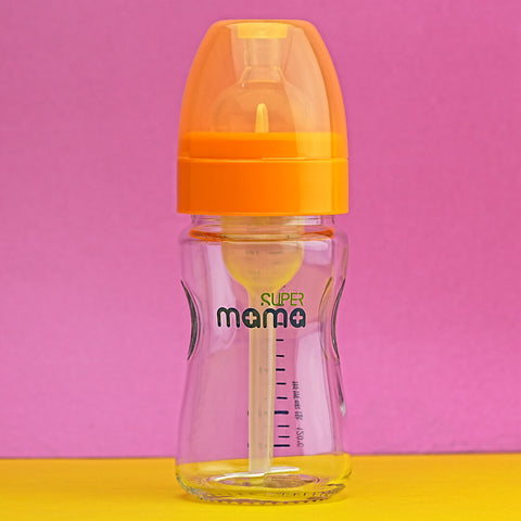 SUPER Mama Glass Baby Bottle with Anti-Colic Nipple, 160ml