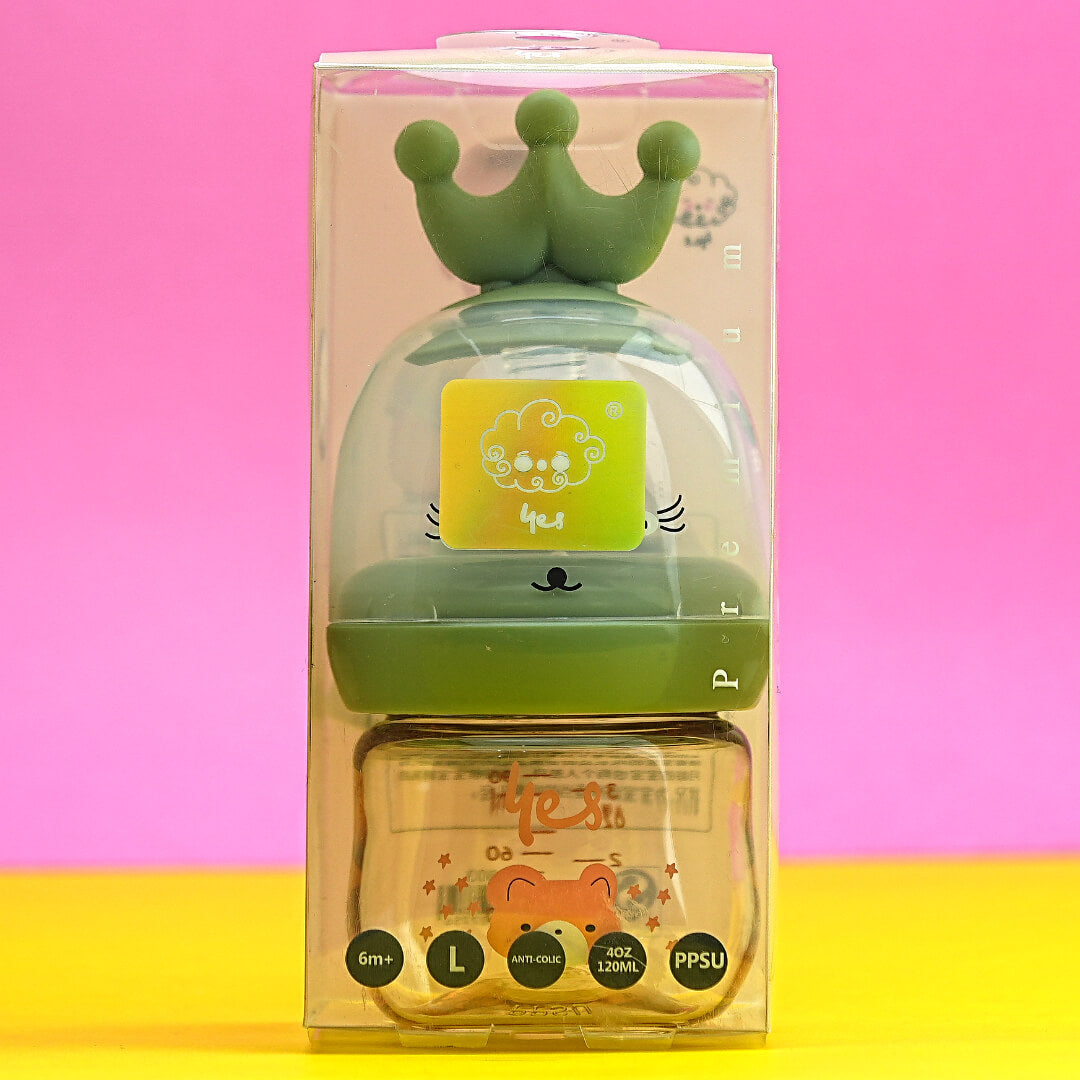 Cute Crown Baby Bottle with Anti-Colic Design - 120ml