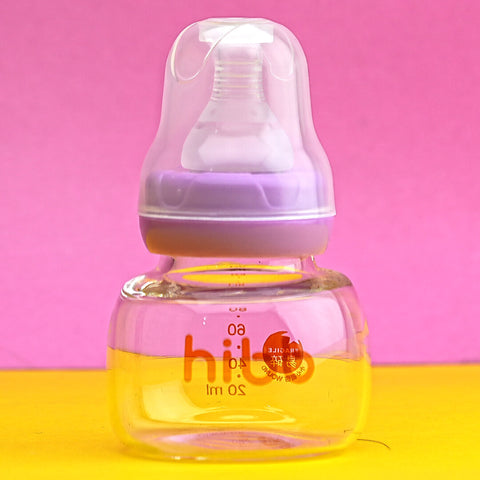 Hibe 80ml Anti-Colic Glass Baby Bottle with Slow Flow Nipple