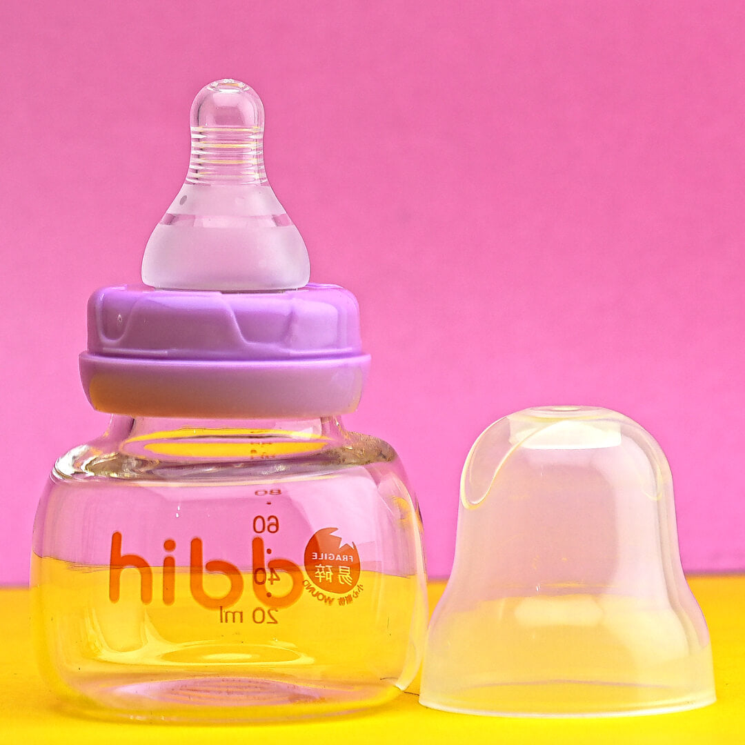 Hibe 80ml Anti-Colic Glass Baby Bottle with Slow Flow Nipple